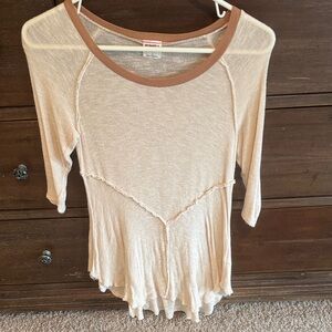 Free People Beige Long Sleeve Top